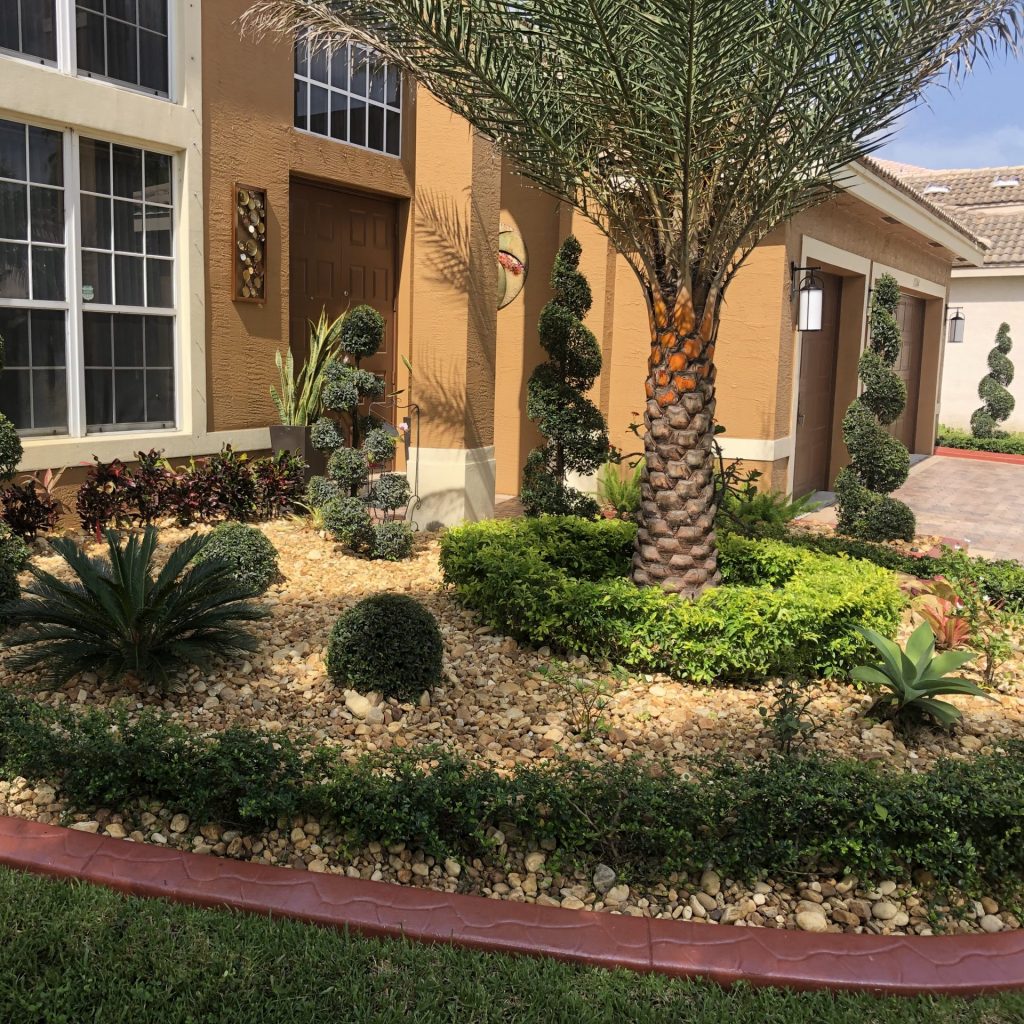 landscape design installed in front of the house